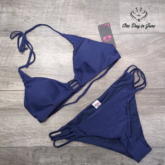 Shekini Halter Cut Out Strappy Bikini Swimsuit Size M - Picture 1 of 4